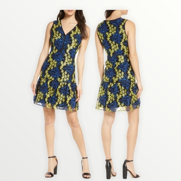 NWT SAM EDELMAN Mesh Floral Embroidered Mini Dress - Picture 1 of 4